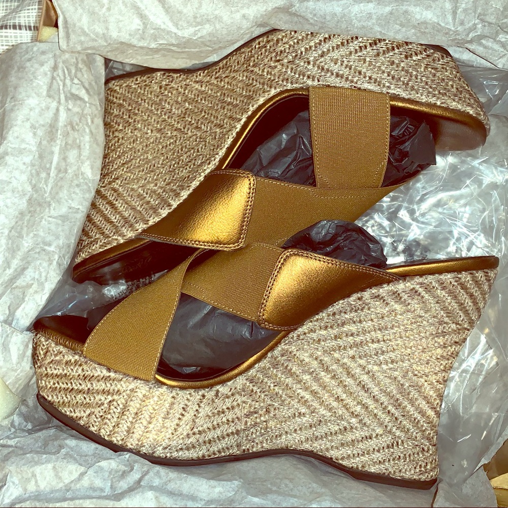 Donald J Pliner new in box gold platform sandals